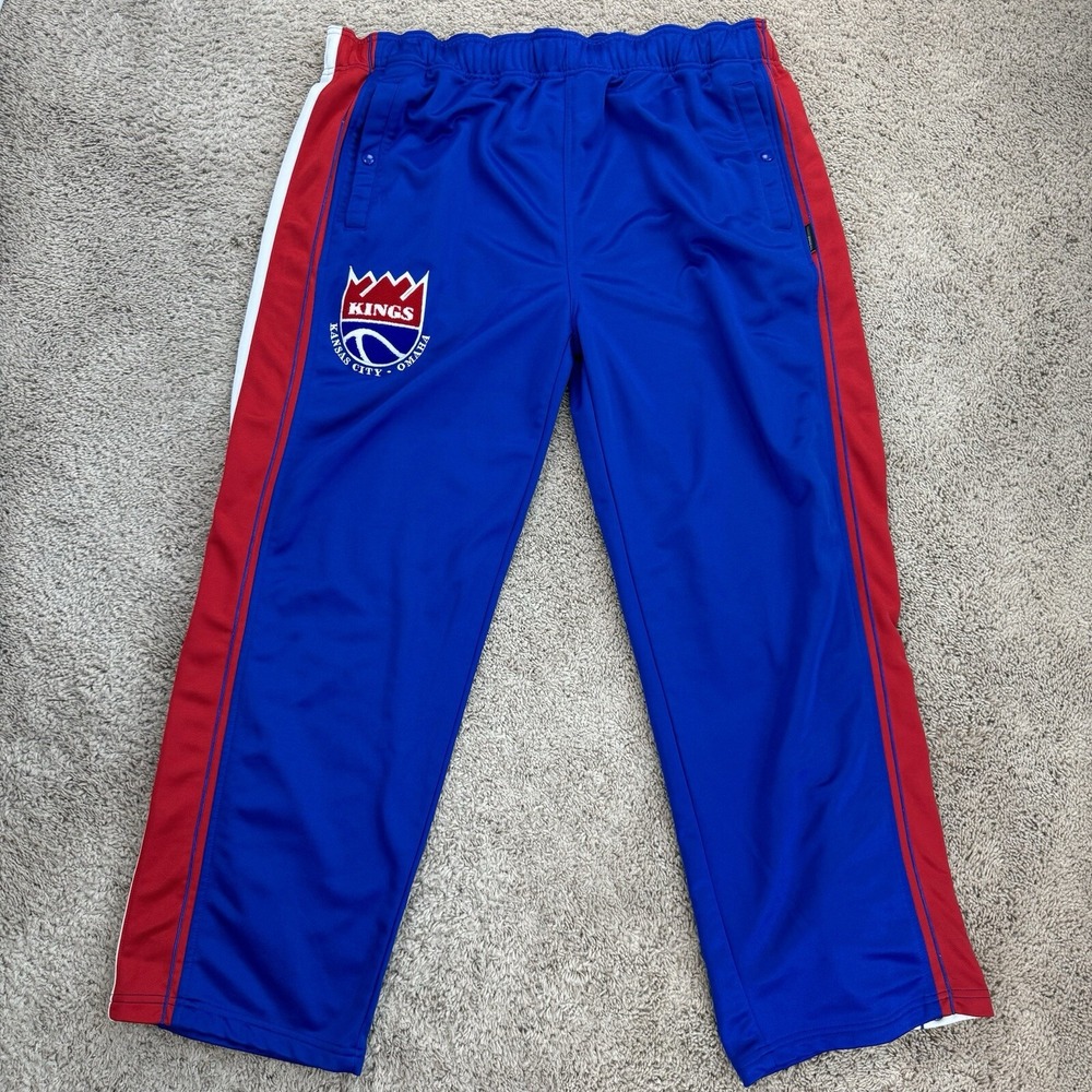 Vtg Kansas City Omaha Kings Warmup Pants Mens 4XL Reebok HWC Blue Drawstring ABA
